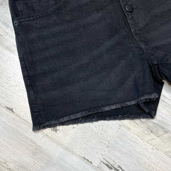 J. Crew Factory NWT Size 24 High Rise Button Fly Raw Hem 3” Black Denim Shorts - Picture 6 of 8
